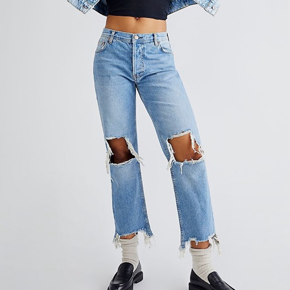 Free People Maggie Mid Rise Straight Leg Jeans